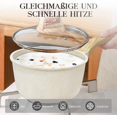 Набір посуду GiPP 10 предметів: каструлі та сковороди з гранітним покриттям, білий. Підходить для всіх типів плит, включаючи індукційні. У комплекті лопатка та ложка.