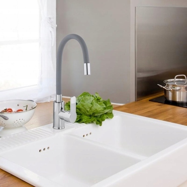 Змішувач для кухні стійкий Yoka Home ESPIA, сірий