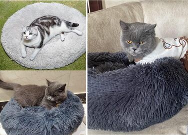 Крісло-лежанка для котів та собак 50 см, м'яке, плюшеве, антиковзаюче, легко миється, темно-сірий колір