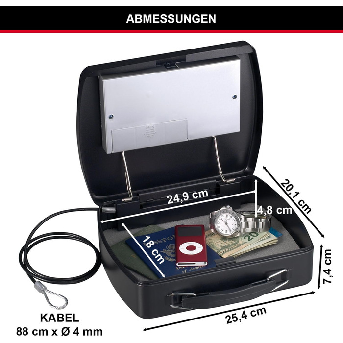 MASTER LOCK Portable Safe with Combination Lock and Cable - P008EML - Secure Storage for Electronics, Documents, Cash & More