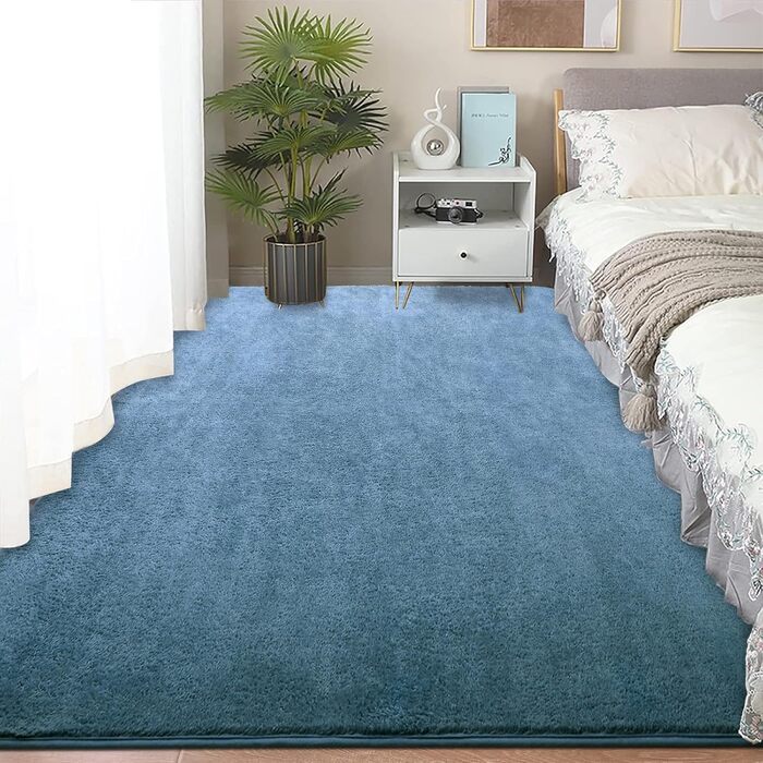 Килим з мікрофібри 120x170 см - Можливий для прання, короткий ворс для вітальні та спальні, м'який, пухнастий, сучасний однотонний дизайн, антрацит (200 x 300 см, прямокутний)