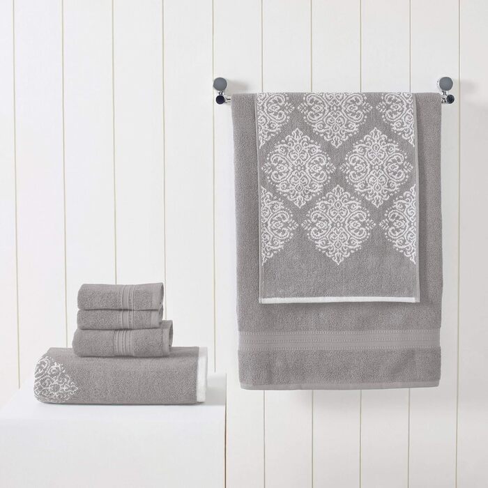 Набір махрових рушників Jacquard від Modern Threads Amrapur Overseas Artesia, двосторонні, 6 шт., колір шавлія/сірий