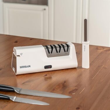 Електричний точило для ножів Messerschärfer – 2-ступенева система шліфування, для кухонних та керамічних ножів, з кутозапобіжником, професійний