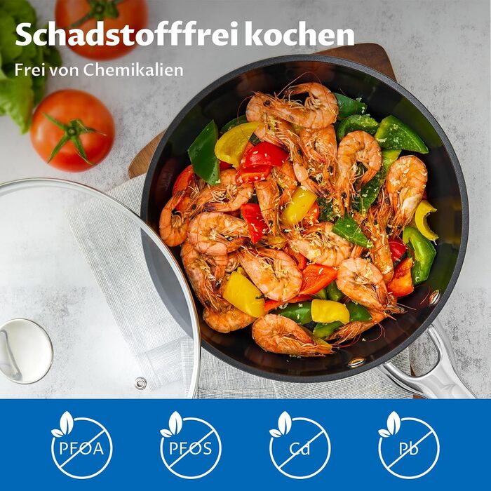 Набір посуду BEZIA індукційний 15 предметів: каструлі та сковороди з керамічним покриттям, кришки в комплекті, антипригарні, для всіх типів плит, без PFAS, легке очищення