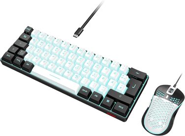 RedThunder Бездротовий комплект клавіатури та миші для геймінгу, QWERTZ DE, для PC, MAC, PS5, Xbox, офісу, білий/чорний