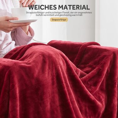 Електрична ковдра Warmrest, фланель, 130x180 см, 6 температурних режимів, таймер 1-10 год, автовимкнення та захист від перегріву, можна прати, 130x180 см (червона)