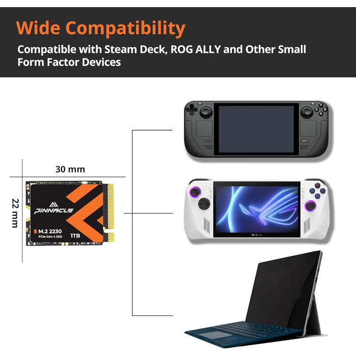 SSD Timetec PCIe 4.0 Gen4x4 1TB M.2 2280 для PS5, PC, Laptop - NVMe, Phison E27T, 2000TBW, 7400/6100 MB/s