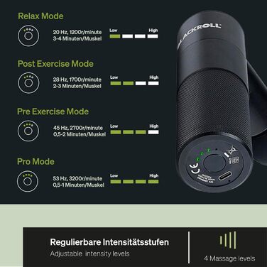 BLACKROLL® Масажер для м'язів та фасцій Fascia Gun - Міні масажер з USB-C, 4 насадки, 4 рівні інтенсивності, для зняття болю та розслаблення