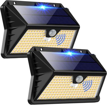 Solar Lights for Outdoors with Motion Sensor, Pack of 185 LED 3 Modes Solar Lights for Outdoors IP65 Waterproof, LED Outdoor Wall Lights for Wall Light, Garden, Yard, Garage, House Doors (Cool White) (Warm White, 2 Pieces)
