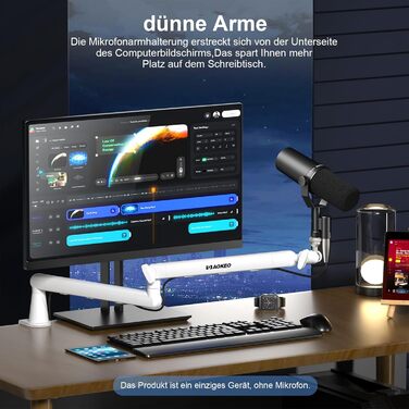 Кріплення для мікрофону Aokeo AK-55 – низькопрофільний тримач для HyperX, Elgato, Shure, Blue Yeti та інших мікрофонів