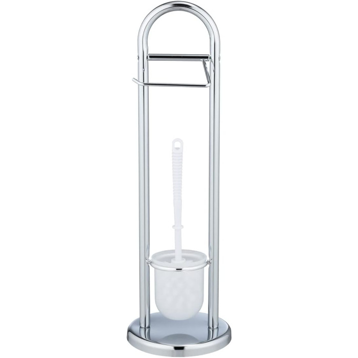 Набір для туалету WENKO Siena: підставка для туалетного паперу та щітки, сталева, білий глянцевий (19 x 63 см)