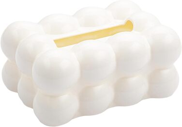 Baoblaze Tissue Box Plastic, Non-Slip Cosmetic Tissue Holder, Tissue Holder, Facial Tissues Storage Rectangular, Tissue Dispenser for Nightstand, Desk, Bathroom, Hotel, White