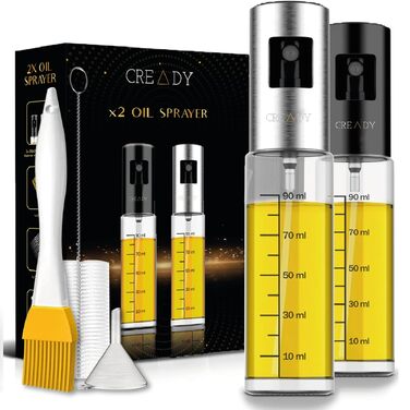 CREADY® Розпилювач для олії 100 мл чорний - Спрей для оливкової олії, кухонний розпилювач для олії (набір 2 шт.)