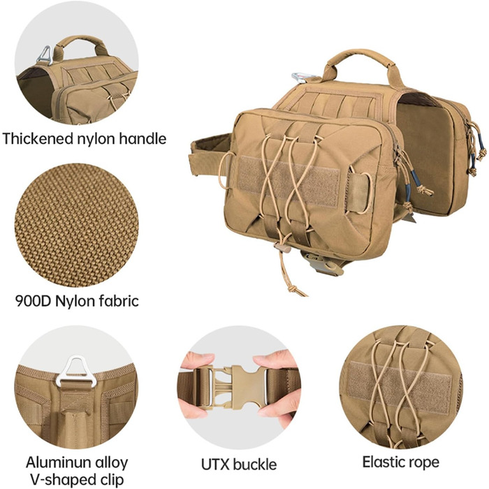 Рюкзак для собак Exceent Eite Spanker – зручний та місткий для подорожей, кемпінгу та прогулянок. Оливковий колір, розмір M, з двома бічними кишенями.