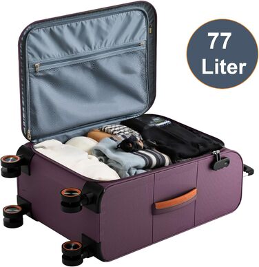 Чемодан великий 78x48x30 см Troey - тканинний, з 4 колесами та відділенням для аксесуарів, ручна поклажа, 109 літрів, червоний