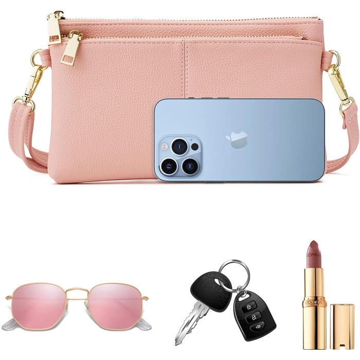 Жіноча сумка-месенджер зі шкіри, рожева крос-боді, багатофункціональна міні-сумка через плече