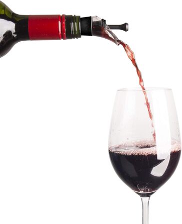 Vacu Vin Wine Pump with Spout and Stopper, Plastic, Black, 5 x 8.3 x 22 cm