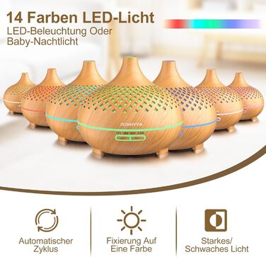 Дифузор аромату 500 мл з ефірними оліями та керуванням від пульта, 14 кольорів, 2 режими розпилення, тиха робота, золото