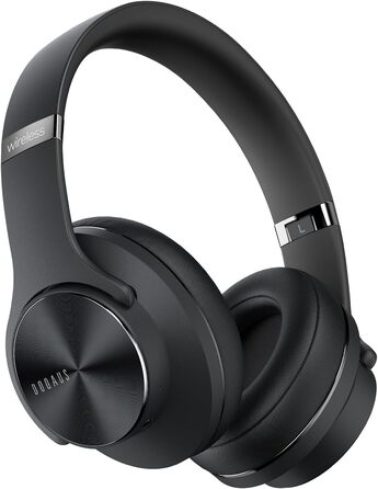 Навушники Bluetooth DOQAUS Over-Ear, 90 годин роботи, бездротові, з 3 EQ-режимами, HiFi стерео, складні, з мікрофоном, м'які амбушюри, для телефонів/подорожей/офісу/ноутбуків/ПК - Чорний