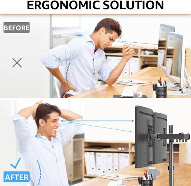 Кріплення для монітора MOUNTUP Dual - для 2 моніторів 13-32 дюйми, регульоване, настільне, VESA 75/100mm