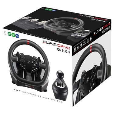 Руль для гонок Superdrive GS950-X з ручним перемиканням передач, 3 педалі, гальма та акселератор, сумісний з Xbox та PS4/PS5