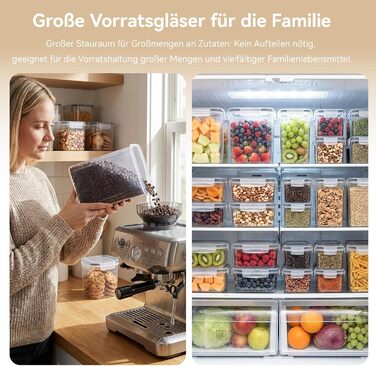Набір контейнерів для зберігання продуктів Küchen 16 шт, 2.8л/30см, герметичні, без BPA, для круп, спагеті, борошна