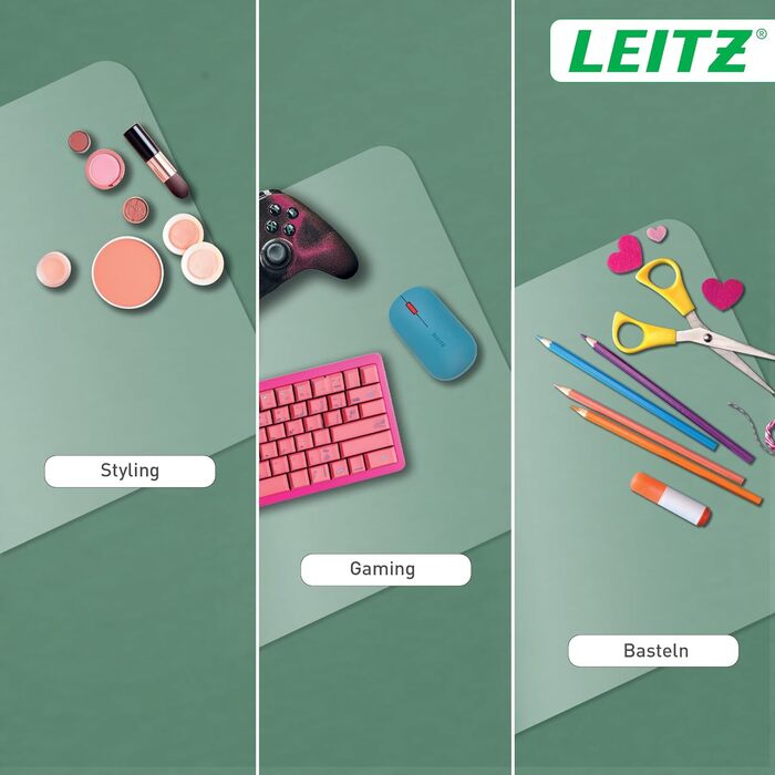 Leitz Великий ігровий килимок для миші, антиковзаюча поверхня, точне відстеження миші, миється, для офісу, дому та геймінгу, сірий, 100 x 40 см, поліестер + гумове покриття