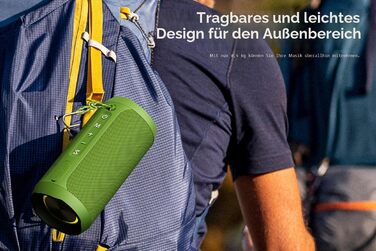 EDUPLINK Портативна Bluetooth колонка водонепроникна IPX7 бездротова (Зелена) Зелений вологозахищений динамік
