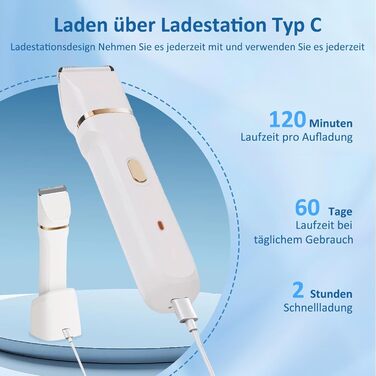 Електричний жіночий тример Jianyana 5-в-1 для тіла та обличчя, водонепроникний IPX7, для ніг, обличчя, пахв, носа та брів. Змінні насадки.