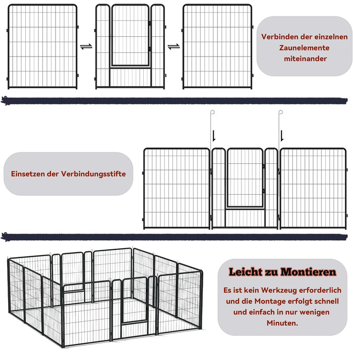 Вольєр для цуценят Froadp 6-TLG, 65x80 см: безпечний забіг для собак, забіг для цуценят, вольєр для собак, огорожа для собак