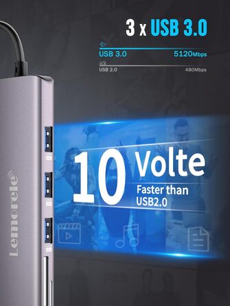 Док-станція Lemorele Upgrade 2025: USB-C/A, 10Gbps, 3 монітори, 14 в 1, HDMI 4K, Ethernet, USB 3.2/2.0, VGA, Type-C 3.1, PD 100W, Audio, SD/TF, для Windows, MacBook (фіолетовий)