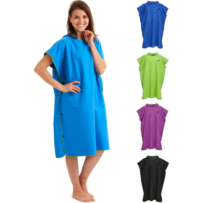 Fit-Flip Strandponcho for Surfers - Poncho Towel Quick-Drying Microfiber - Changing Aid Beach - Surf Ponchos Ultralight - Bathing Poncho for Adults
