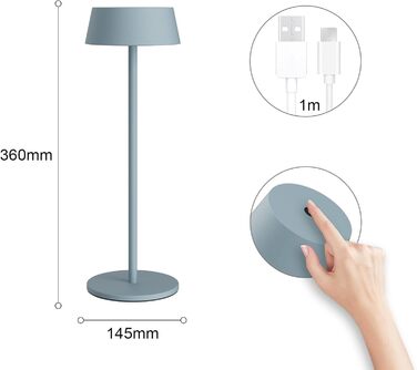 LED акумуляторні настільні лампи K-Bright (2 шт.), тепле біле світло 3000K, димування, для дому та саду (блакитний, 1 шт.)