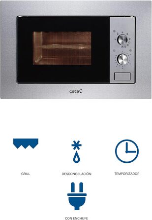 Мікрохвильова піч CATA MC 20 IX Inox: 20л, нержавіюча сталь, гриль 1000W, самостійне розморожування, таймер, ширина 60 см