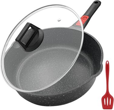 Сковорода з кришкою 28 см, антипригарне покриття, знімна ручка, підходить для всіх типів плит