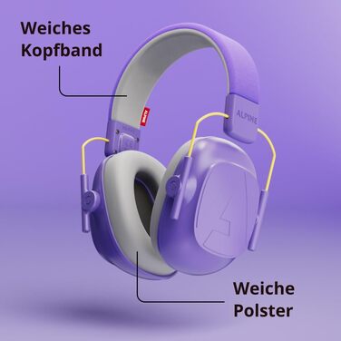 Дитячі навушники шумозахисту Alpine Muffy – комфортний захист вух для дітей до 16 років (фіолетовий)