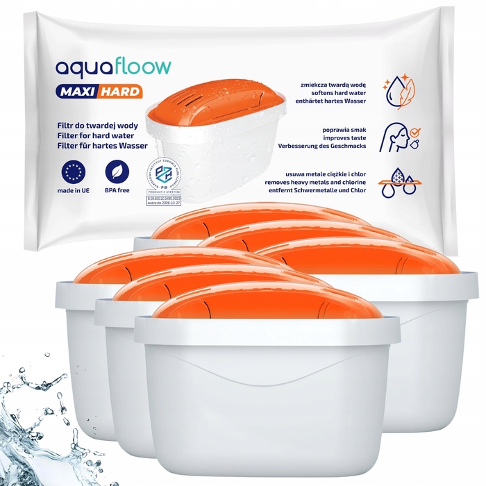 Набір фільтрів для води AquaFloow Maxi Hard для глеків-фільтрів (для жорсткої води), 6 шт.