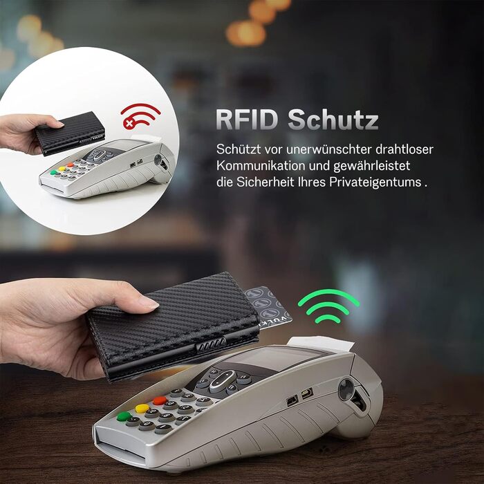 Чоловіче шкіряне портмоне IceReco з RFID захистом: картхолдер, гаманець, міні-портмоне з відділенням для монет (чорний, карбон)