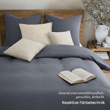 Комплект постільної білизни 135x200 зелений бавовна 4-х частинний, комплект постільної білизни салатовий, 2 наволочки 80x80 см, постільна білизна ÖKO-TEX Aesthetic 100% бавовна з блискавкою (сірий, 2-х частинний | 135x220 см)