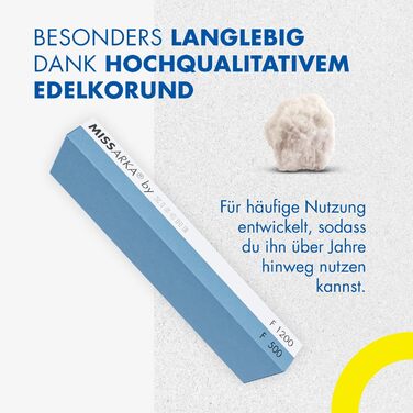Точило для ножів Zische Missarka Blue - професійне з каменю з корунду, 200x60x25 мм, 2 зернистості FEPA 500/1200