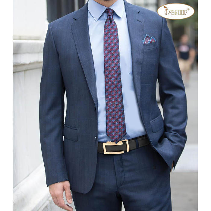 Чоловічий шкіряний ремінь JasGood з автоматичною пряжкою, регульований, без дірок, ширина 35 мм (06-чорний, 130 см, обхват талії 101-115 см)