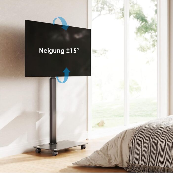 FITUEYES Rolling TV Stand with Wheels - Tilting ±15° Swivel ±35° Adjustable Height TV Cart for 19-42 inch Flat Screen TVs up to 35kg, VESA 200x200