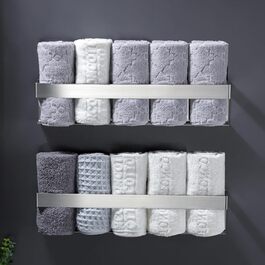 Тримач для рушників ZUNTO без свердління, самоклеючий, з нержавіючої сталі, 40 см, срібляний