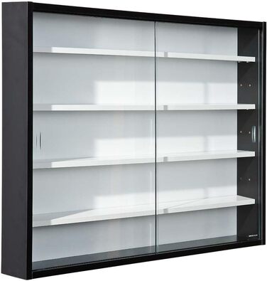 Inter Link - Collector's Cabinets - Hanging Display Cabinet - Wall Shelf - Glass Cabinet - Wall Display Cabinet - Hanging Shelf - Showcase - MDF - Black/White (80x60x9.5 cm) Collecty Black Black, White