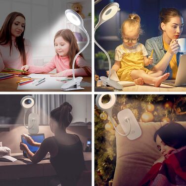 LED-лампа для читання HyAdierTech з гнучким шийкою, USB-зарядка, 40 світлодіодів, 3 кольори, 3 рівні яскравості, захист очей, настільна лампа
