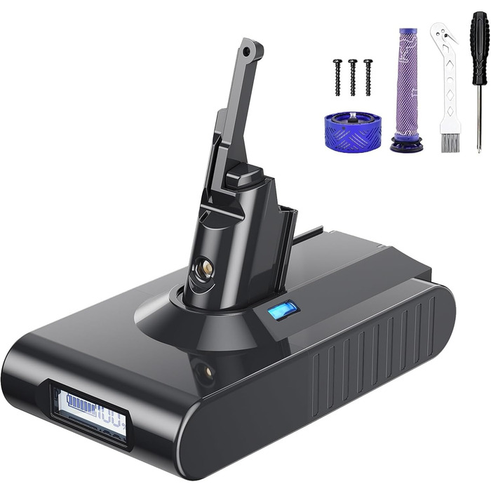 Акумулятор Powtree 6000mAh для пилососа Dyson V8 Absolute Animal Fluffy Motörhead Exclusive (2 фільтри, викрутка, 3 гвинти, щітка)