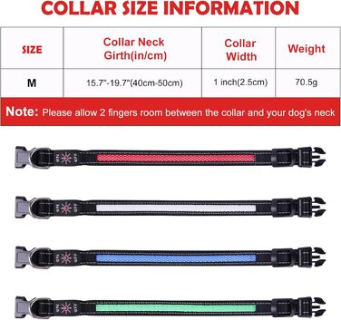 Світловідбиваючий нашийник для собак AUAUY LED, USB-зарядка, водонепроникний, регульований, безпечний, 6 кольорів (-S), S(11.8-15.7'/30-40 cm) (Червоний)