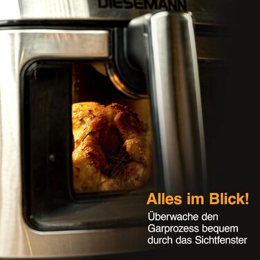 Фритюрниця повітряна DIESEMANN XXL 7.3L – 2000W з 2 нагрівальними елементами (верхній та нижній нагрів), вікно огляду та 8 програмами – для смаження, випікання та грилю без олії