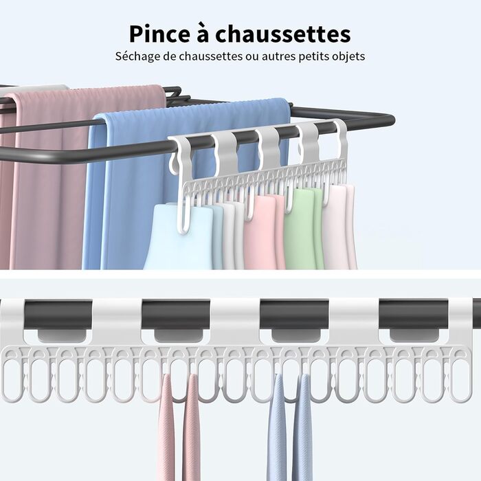 Сушарка для білизни Innotic - розкладна, портативна, з 4 крилами, регульована по висоті (сірий)