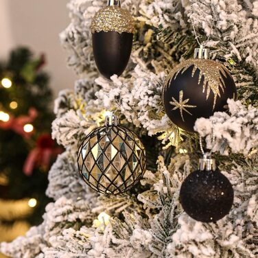 Набір прикрас для ялинки Shareconn: 106 шт., 24 кольори, ударостійкі кулі, декор для ялинки, свята, весілля (чорний та шампань-золото)